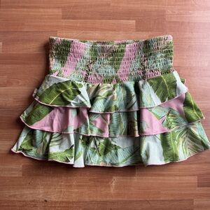 Shade critters summer print  mini skirt size large pink and green